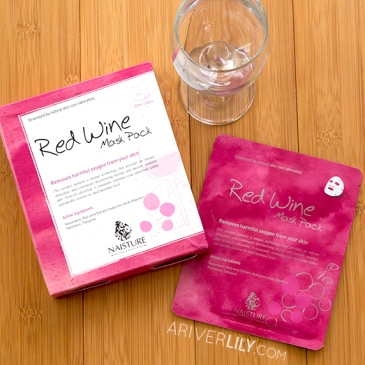 Naisture Red Wine Mask Pack sheet mask - Korean skincare kbeauty review glass